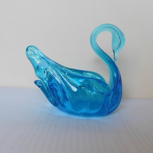 (Sold) Fenton blue swan candy or trinket dish near mint condition - Picture 1 of 10